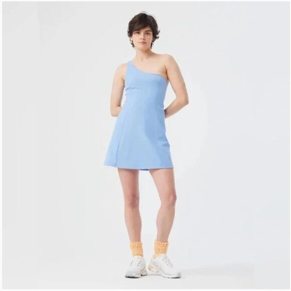 Outdoor Voices Exercise Dress One Shoulder Short Mini Shorts Sky Blue NWT New XL - Picture 7 of 7